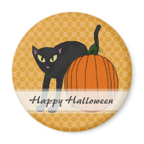 Pumpkin and Kitty Magnet by HolidayFun Pumpkin and Kitty Magnet