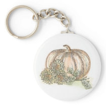 Pumpkin and Mums keychains