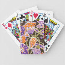 Pumpkin and Plum Floral Bicycle Poker Cards