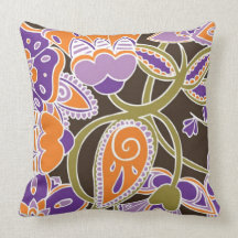 Pumpkin and Plum Floral Throw Pillows