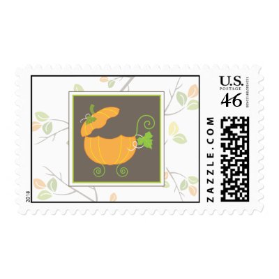 Pumpkin Baby Carriage Postage Stamp