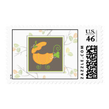 Pumpkin Baby Carriage Postage Stamp