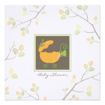 Pumpkin Baby Carriage Shower Invitation