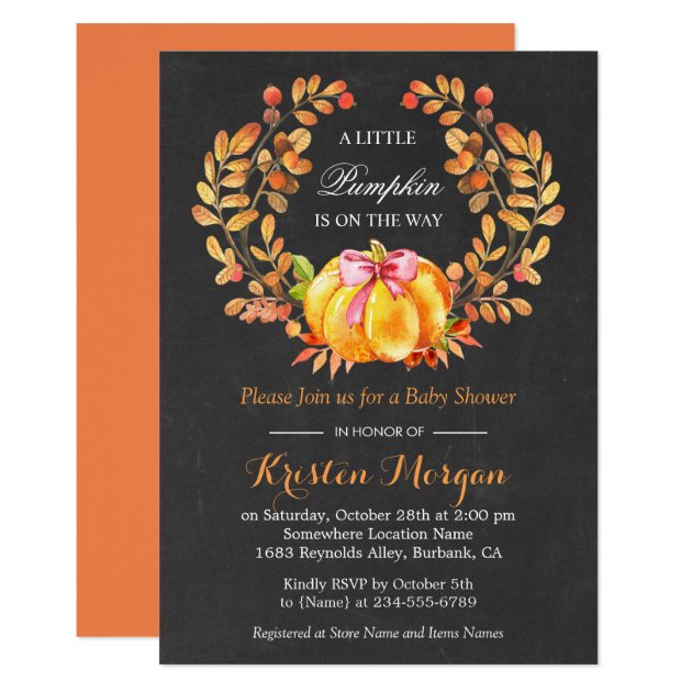 Pumpkin Baby Shower | Rustic Autumn Chalkboard Card