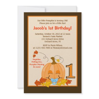 Pumpkin Baby's 1st Birthday Halloween 5x7 Invite invitation