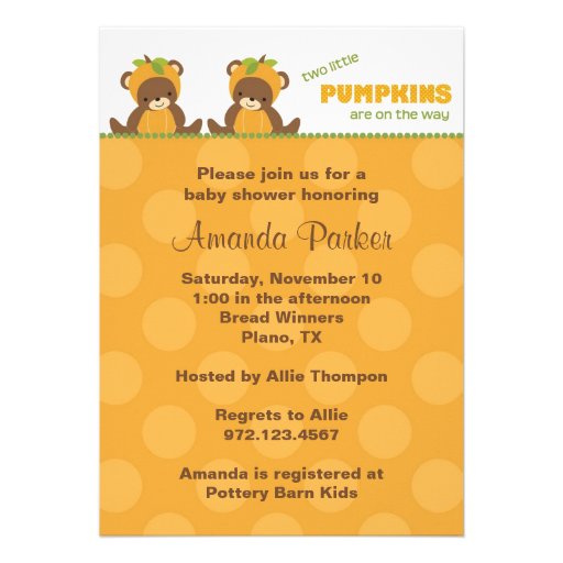 Pumpkin Bear Baby Shower Invitation