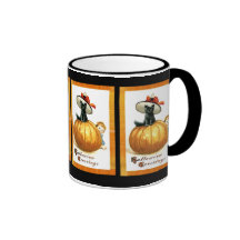 Pumpkin , Black Cat & Kid Hallowe'en Mug