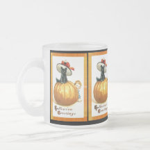 Pumpkin , Black Cat & Kid Hallowe'en Mug