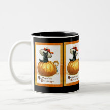 Pumpkin , Black Cat & Kid Hallowe'en Mug