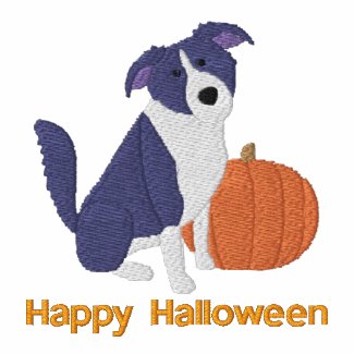 Pumpkin Border Collie Embroidered Shirt (Long) embroideredshirt