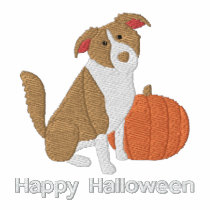Pumpkin Border Collie Embroidered Shirt (Long S) embroidered shirts