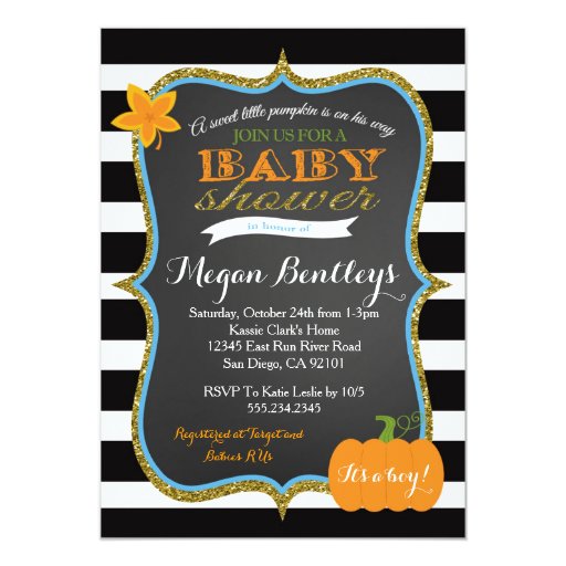 Pumpkin Boy Baby Shower Invitation Invitations