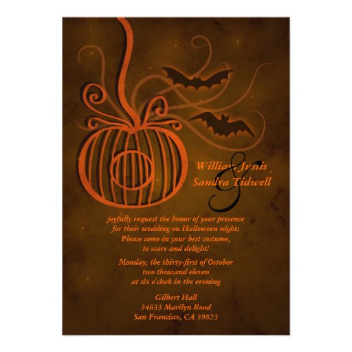 Pumpkin Cage Halloween Wedding Invitation