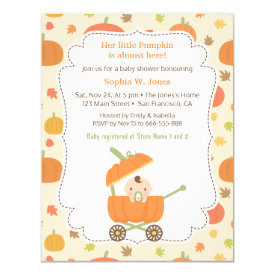 Pumpkin Carriage Stroller Baby Shower Invitations