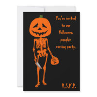 Pumpkin carving Halloween Custom Invites