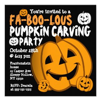 Pumpkin Carving Halloween Party Invitation
