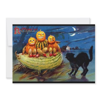 Pumpkin Characters and Black Cat