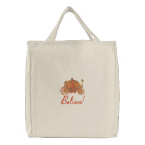 Pumpkin Coach Embroidered Tote Bag embroidered bags by Stitchbaby Pumpkin Coach Embroidered Tote Bag embroidered bags