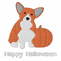 Pumpkin Corgi Embroidered Shirt (Long Sleeve) embroidered shirts
