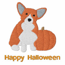 Pumpkin Corgi Embroidered Shirt (Zip Hoodie) embroidered shirts