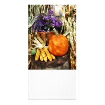 Pumpkin, Corn and Asters Custom Photo Card