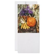 Pumpkin, Corn and Asters Full Color Rack Card