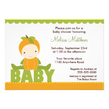 Pumpkin Costume Baby Shower Invitation