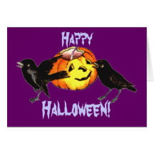 Pumpkin & Crows Vintage Halloween Card
