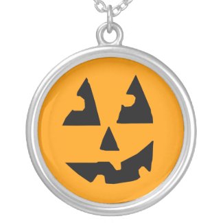 Pumpkin Face Round Sterling Silver Plate Necklace