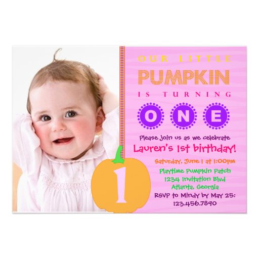 Pumpkin First Birthday Invitation