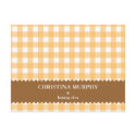 Pumpkin gingham lined custom name recipe card postcard