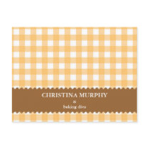 Pumpkin gingham lined custom name recipe card postcards