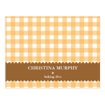 Pumpkin gingham lined custom name recipe card postcards