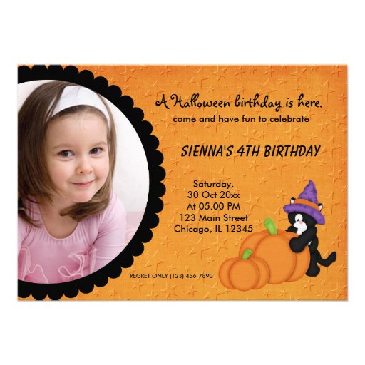Pumpkin Halloween Birthday Personalized Invite