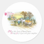 Pumpkin Harvest Vintage Thanksgiving Round Sticker