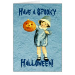 Pumpkin & Little Boy Vintage Halloween Card
