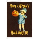 Pumpkin & Little Boy Vintage Halloween Card