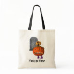 Pumpkin Man Tombstone Halloween Funny Tote Bag