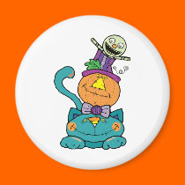 pumpkin monster cat magnets