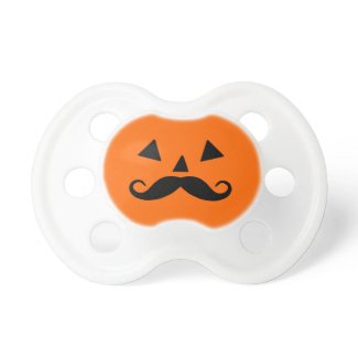 Pumpkin Moustache Baby Pacifiers