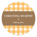 Pumpkin orange gingham homemade food label seal sticker