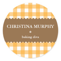Pumpkin orange gingham homemade food label seal stickers
