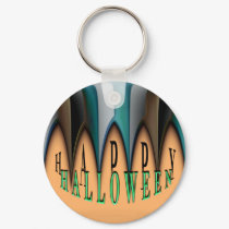 Pumpkin Orange Happy Halloween Striped Teeth keychains