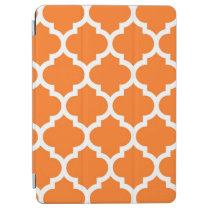 Pumpkin Orange Wht Moroccan Quatrefoil Pattern #5 iPad Air Cover  at Zazzle