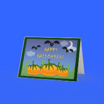 Pumpkin Patch Bats Halloween Card
