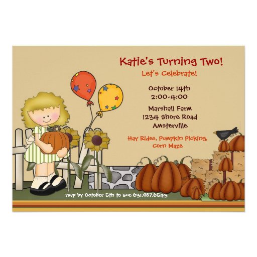 Pumpkin Patch Birthday Girl Invitation (front side)