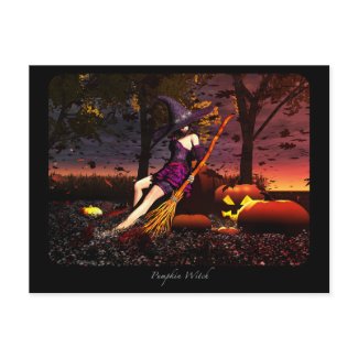 Pumpkin Patch Witch postcard