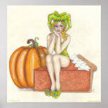 Pumpkin Pie Jester Harlequin Pin Up art poster