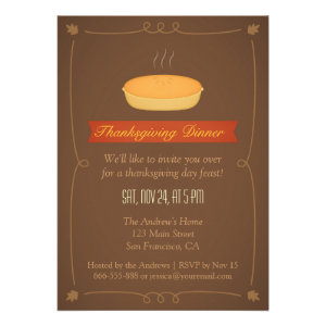 Pumpkin Pie Thanksgiving Dinner Party Custom Announcements