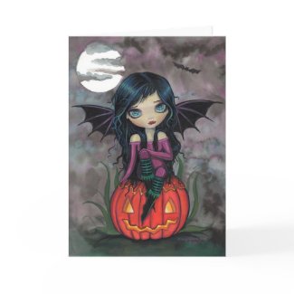 Pumpkin Pixie Cute Vampire Halloween Card